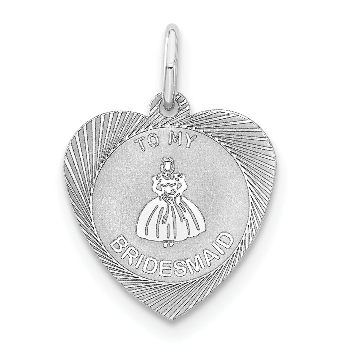 Sterling Silver To My Bridesmaid Heart Disc Charm