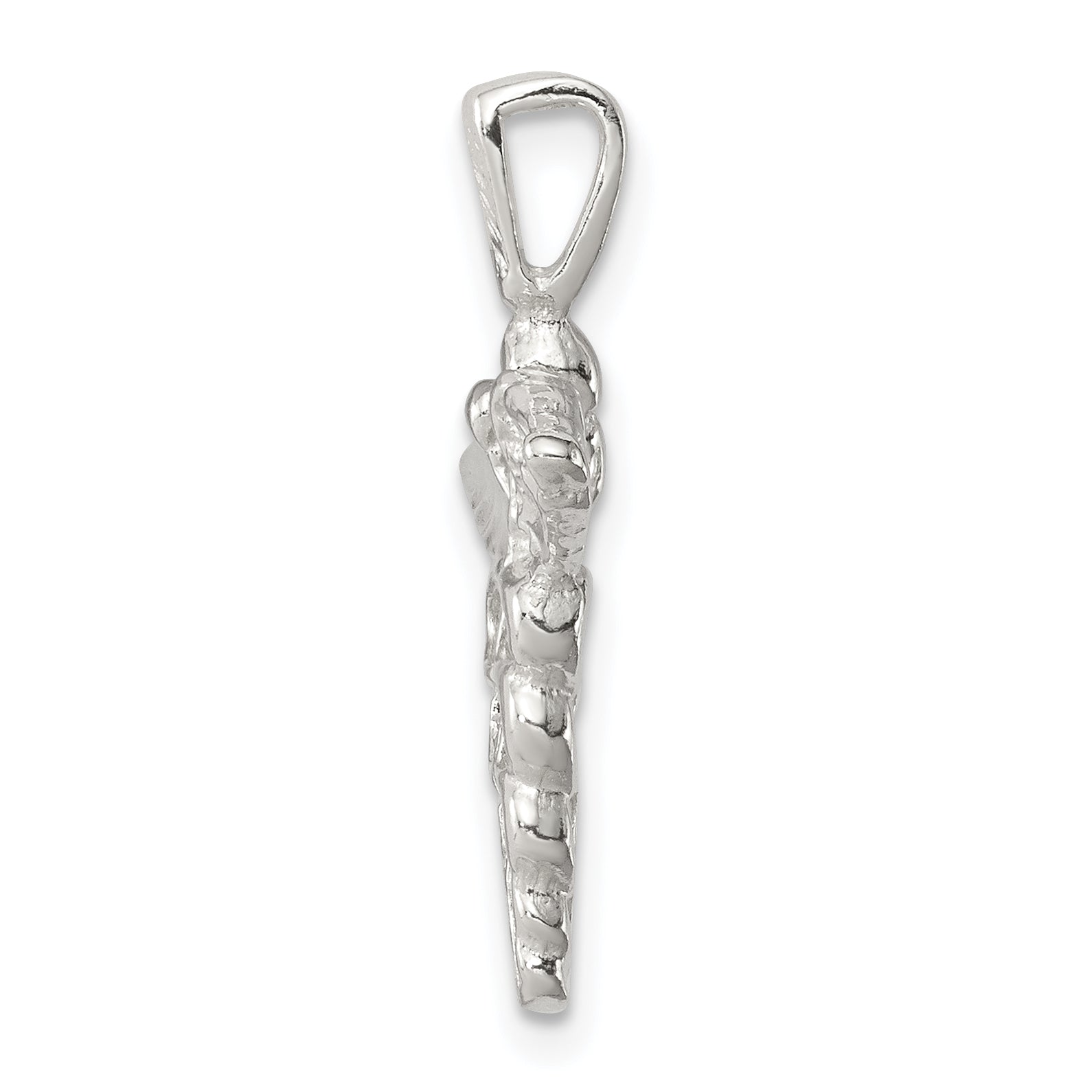 Sterling Silver 925 Caduceus Charm with Polished Anti-Tarnish 3D Design