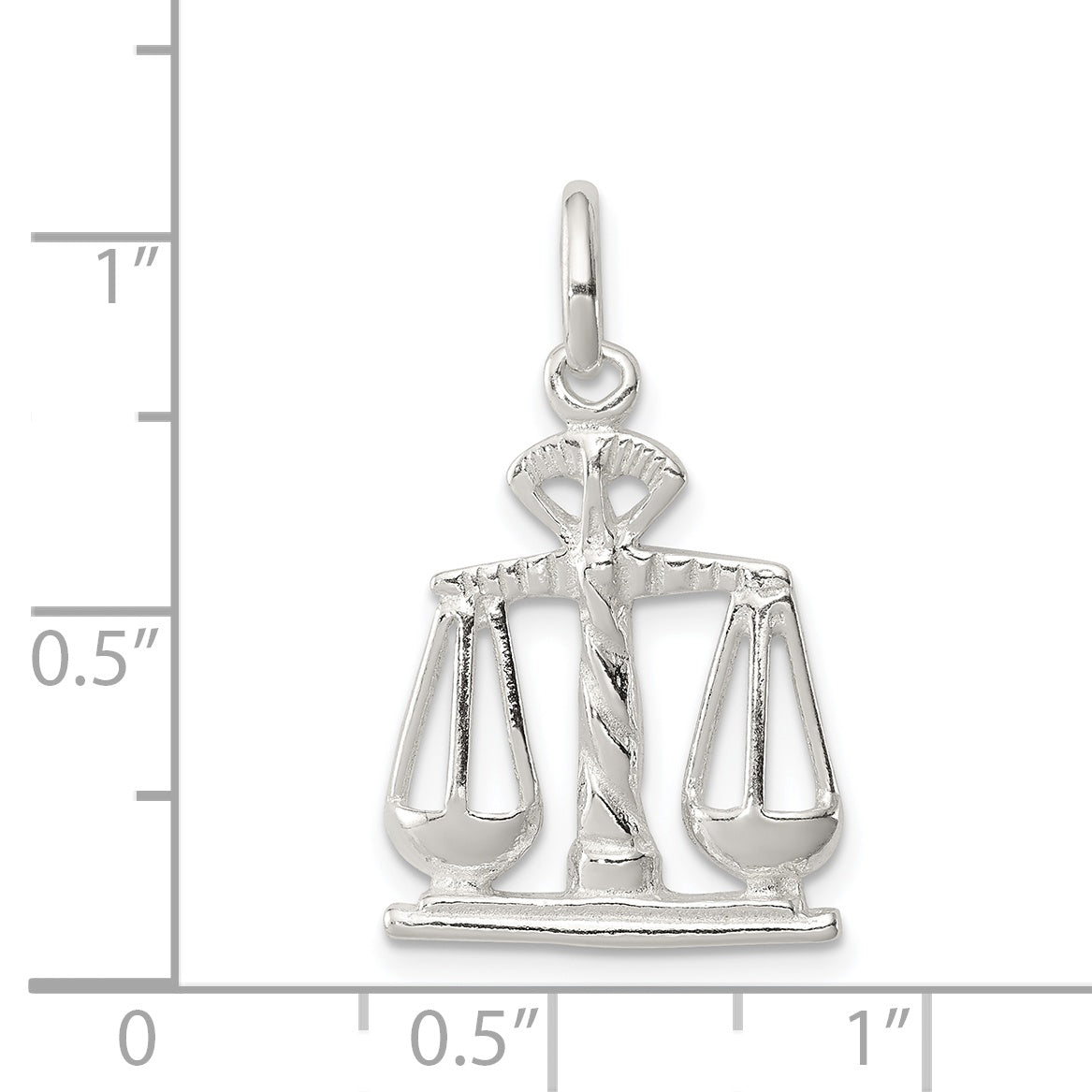 Sterling Silver 925 Scales of Justice Charm with Polished Anti-Tarnish Finish