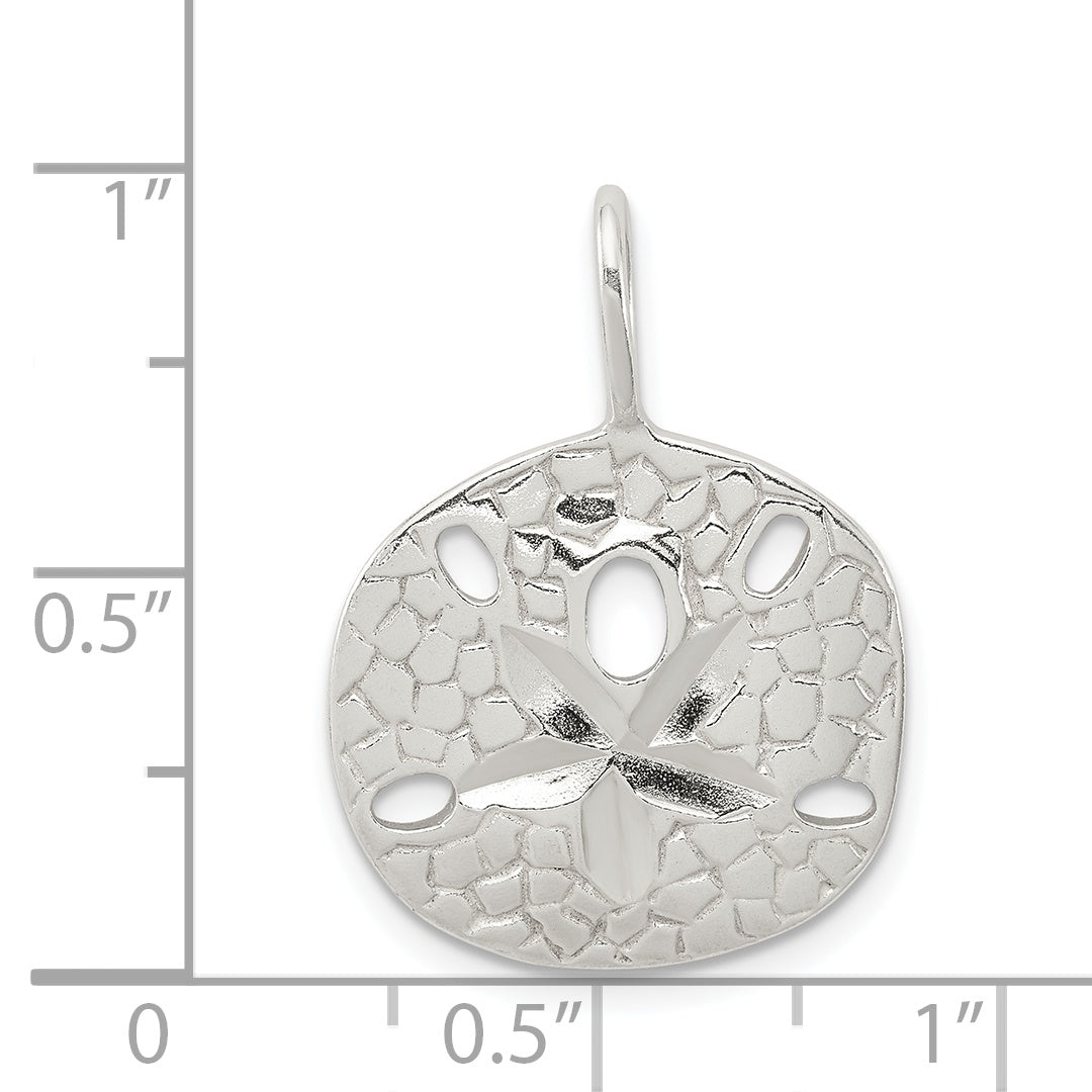 Sterling Silver 925 Sand Dollar Charm with Polished Anti-Tarnish Finish