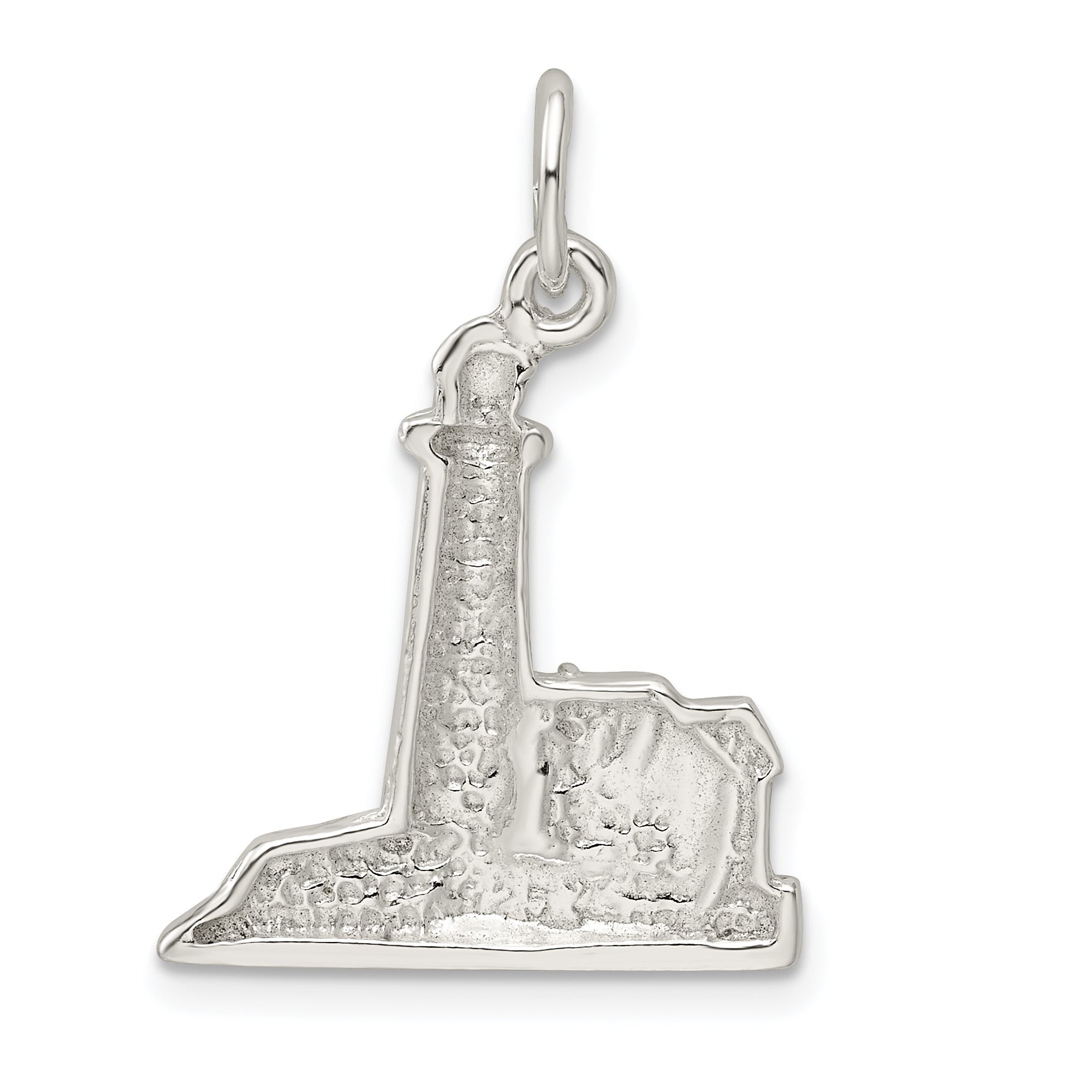 925 Sterling Silver Polished Lighthouse Charm with Anti-Tarnish Finish