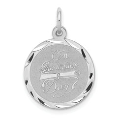 Sterling Silver Rhodium-plated On Graduation Day Disc Charm