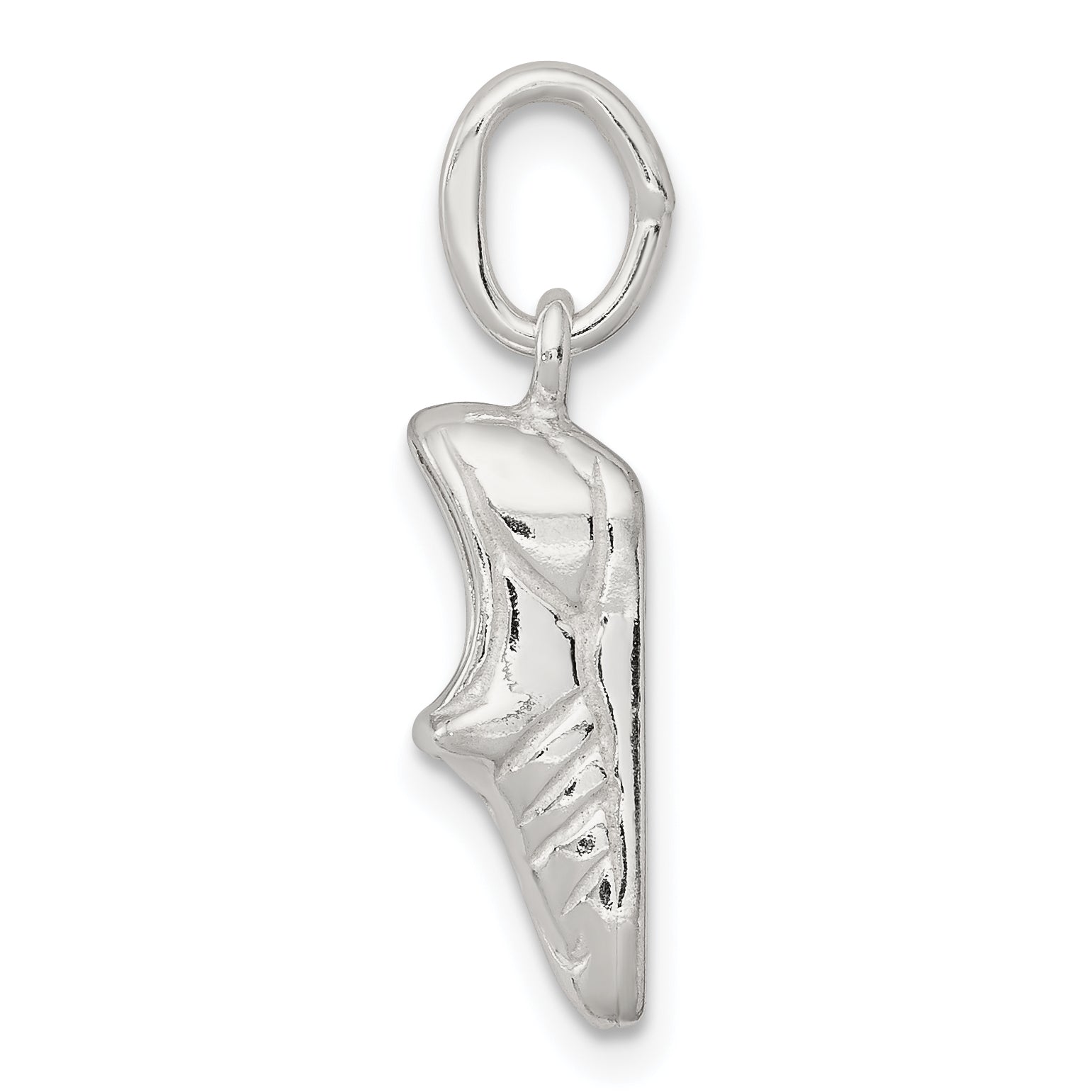 Sterling Silver 925 Sports Shoe Charm with Polished 3D Design