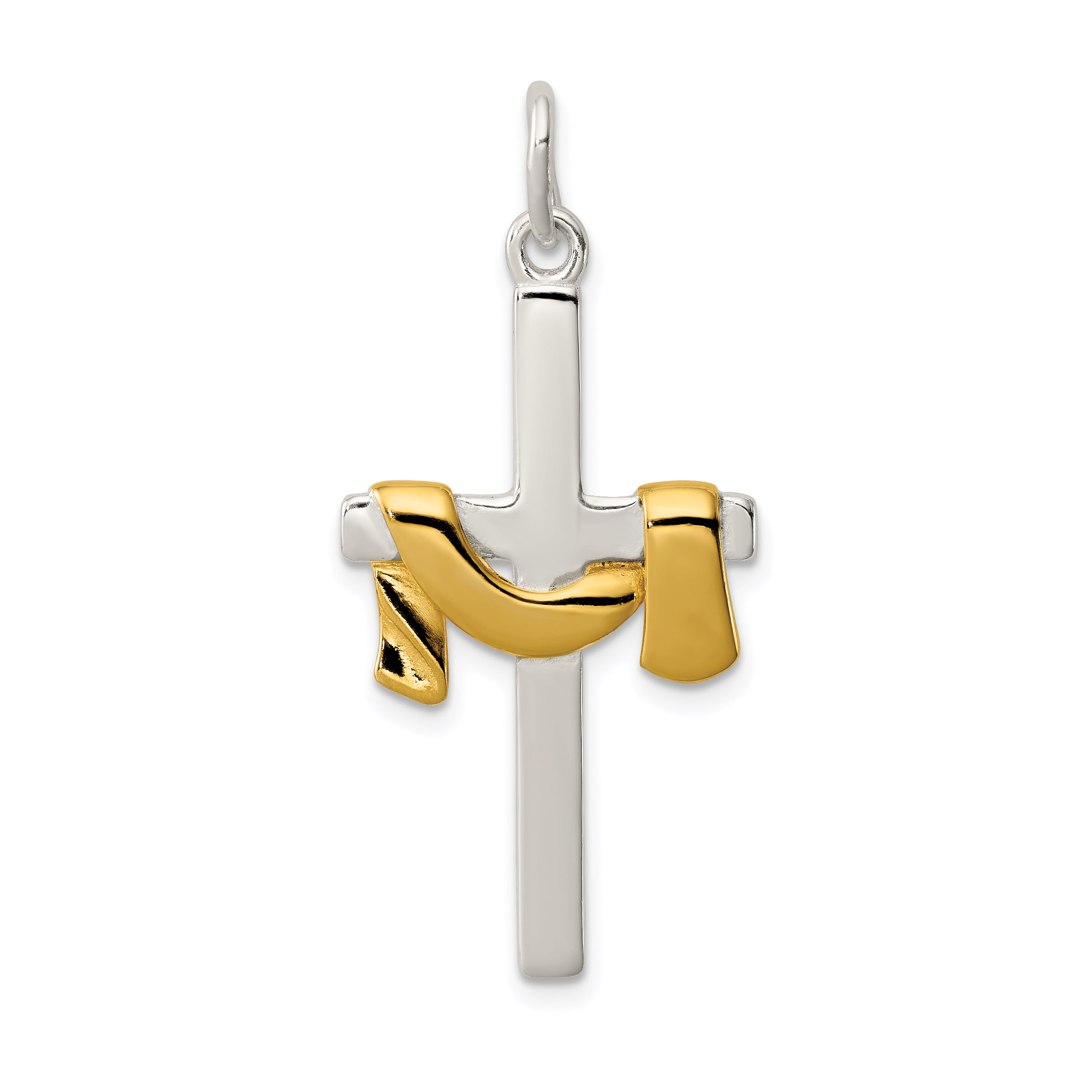 Sterling Silver & Vermeil Draped Cross Pendant