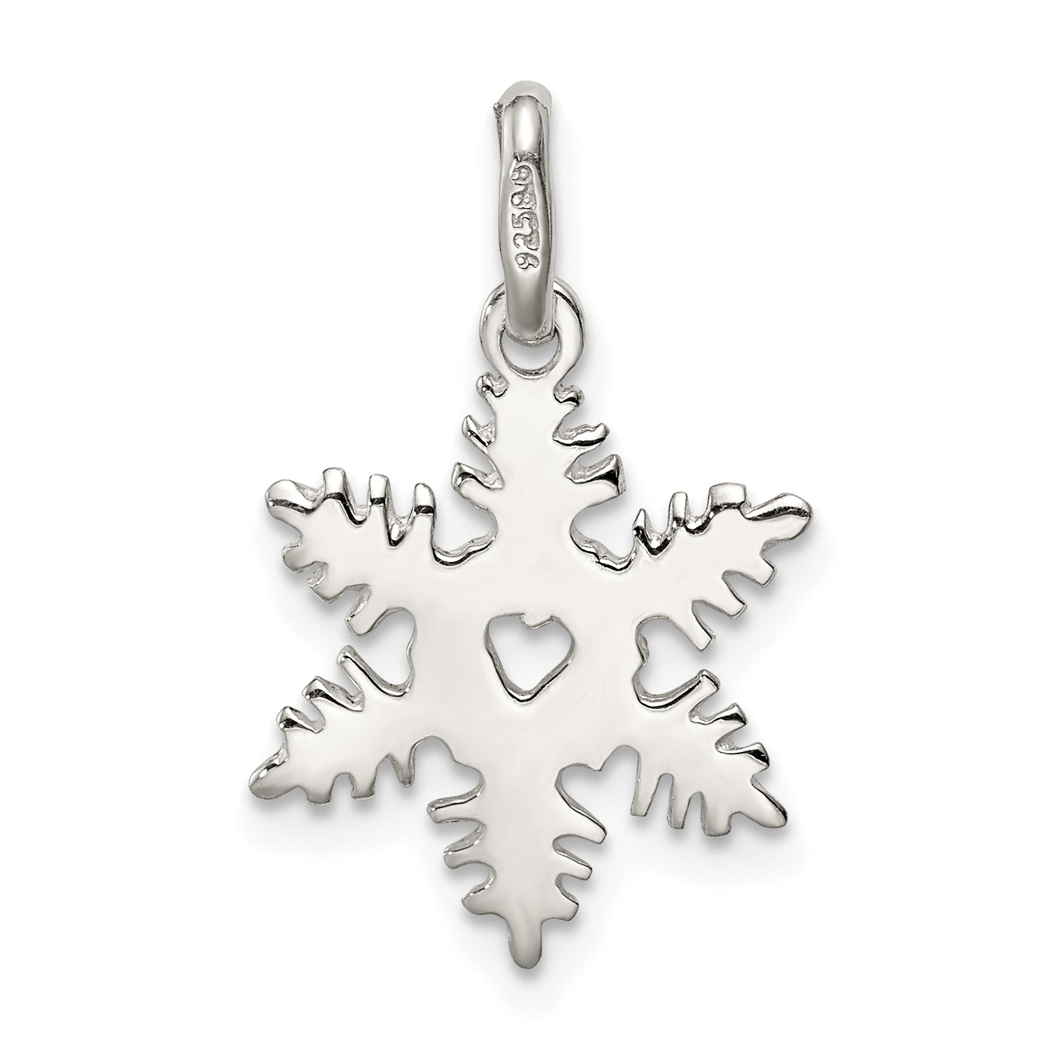 Sterling Silver 925 Snowflake Charm with Anti-Tarnish Finish Solid