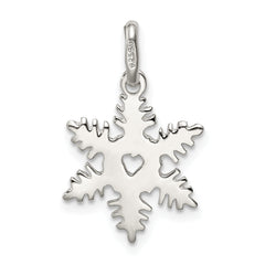 Sterling Silver 925 Snowflake Charm with Anti-Tarnish Finish Solid