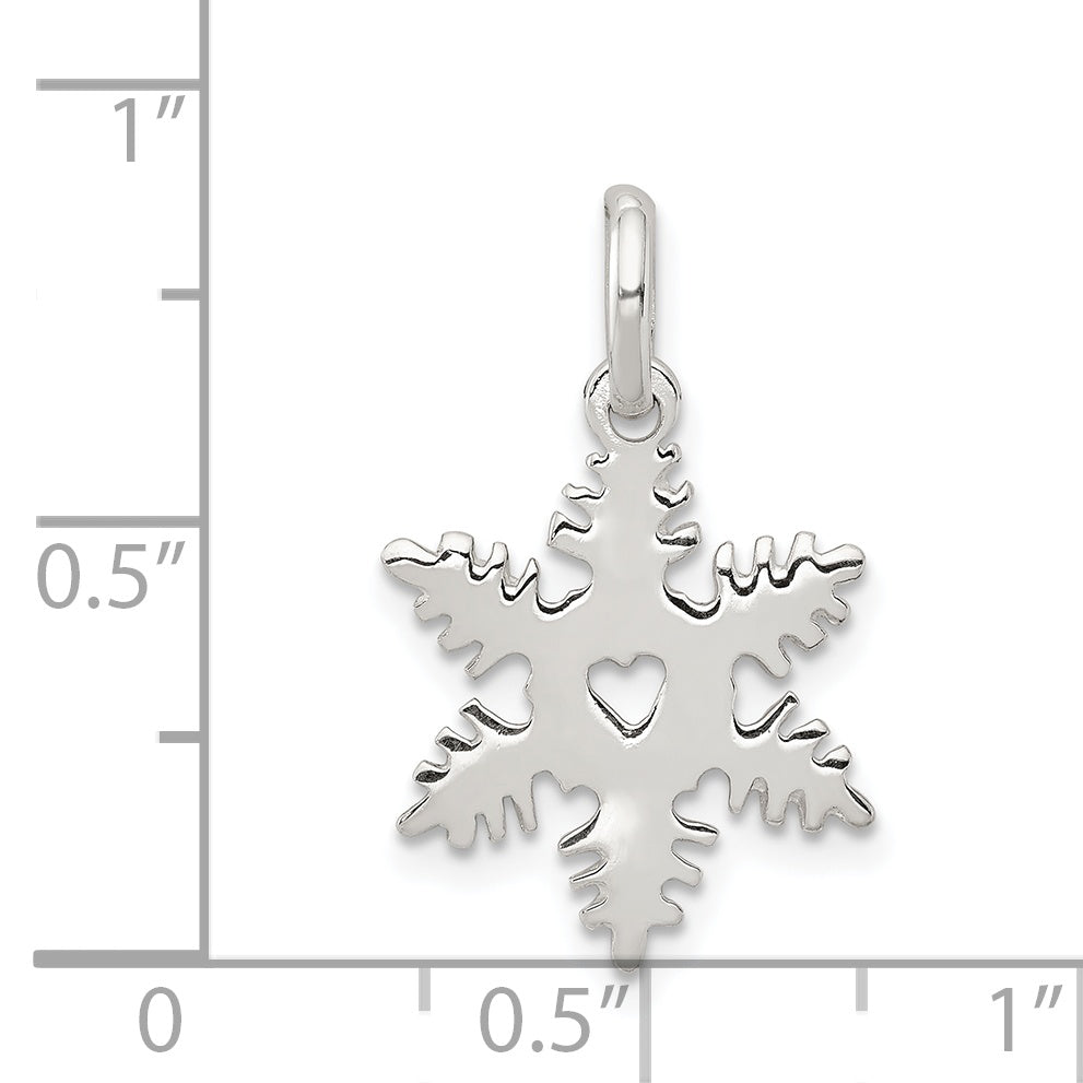 Sterling Silver 925 Snowflake Charm with Anti-Tarnish Finish Solid