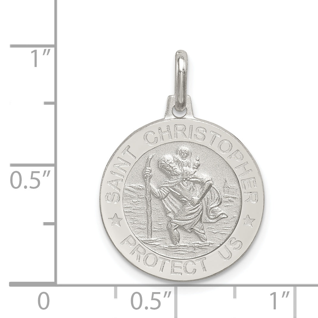 Sterling Silver 925 St. Christopher Medal Pendant with Polished Anti-Tarnish Finish