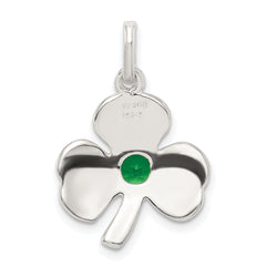 925 Sterling Silver Clover Charm with Green Glass Polished & Anti-Tarnish Finish