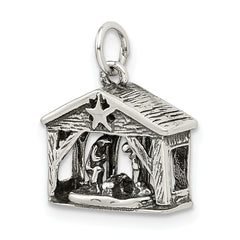 Sterling Silver Antiqued Manger Charm