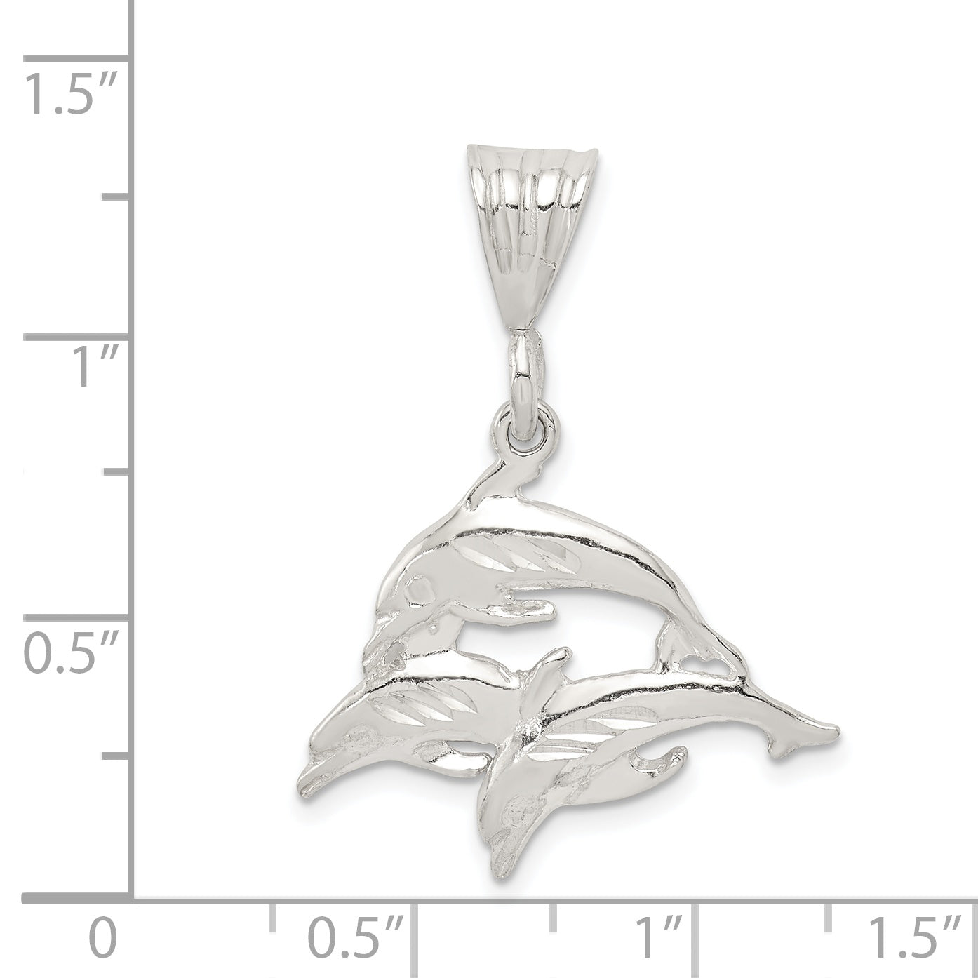 925 Sterling Silver Dolphin Trio Pendant with Polished Finish, Ocean-Themed Charm