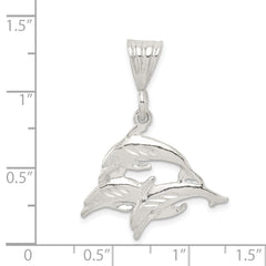 925 Sterling Silver Dolphin Trio Pendant with Polished Finish, Ocean-Themed Charm