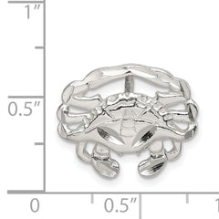 Sterling Silver 925 Crab Slide Charm with Polished Anti-Tarnish Finish