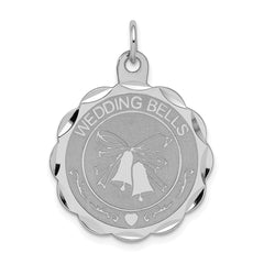 Sterling Silver Rhodium-plated Wedding Bells Disc Charm