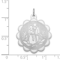 Sterling Silver 925 Rhodium-Plated Engravable Bride & Groom Charm with Polished Finish