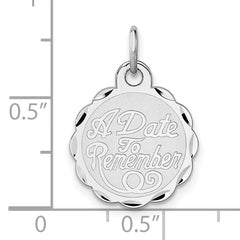 Sterling Silver Rhodium-plated A Date To Remember Disc Charm