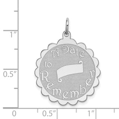 Sterling Silver Rhodium-plated A Date To Remember Disc Charm