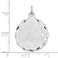 Sterling Silver Rhodium-plated A Date To Remember Disc Charm