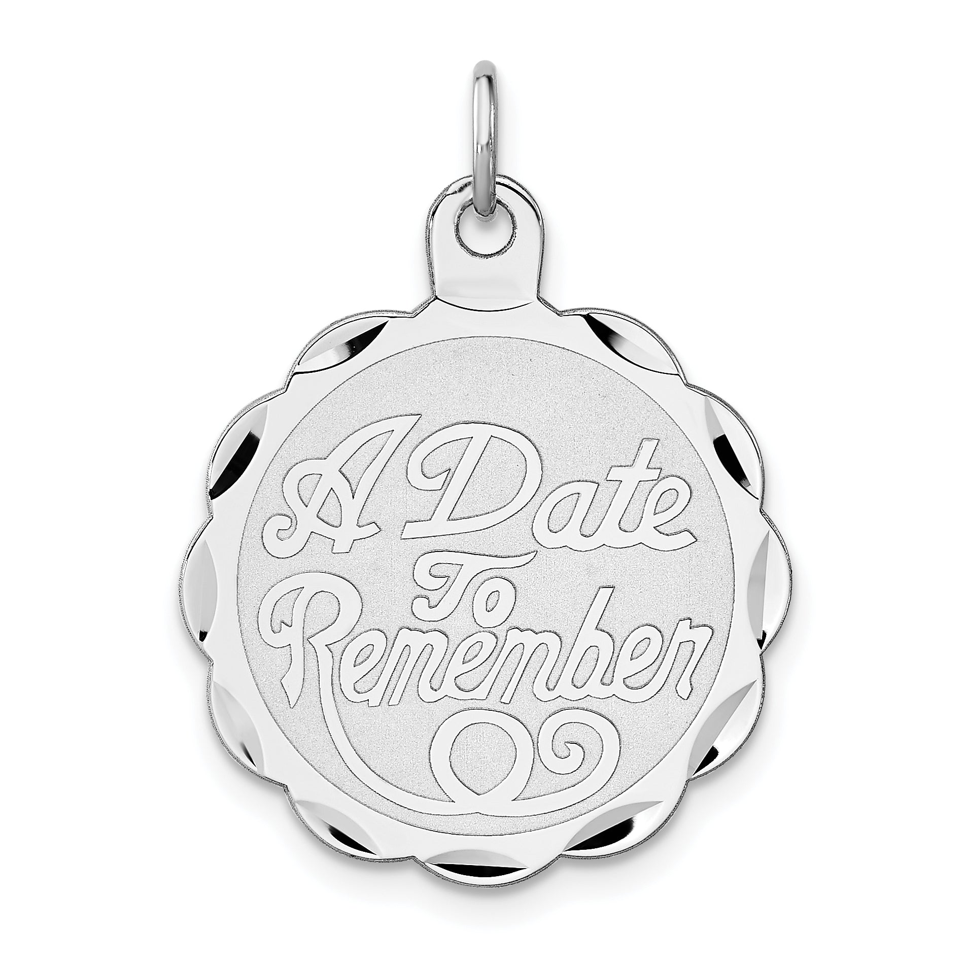 Sterling Silver Rhodium-plated A Date To Remember Disc Charm