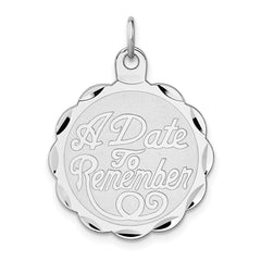 Sterling Silver Rhodium-plated A Date To Remember Disc Charm