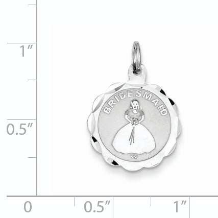 Sterling Silver Rhodium-plated Bridesmaid Disc Charm