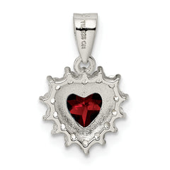 Sterling Silver Rhodium-plated Garnet and CZ Pendant