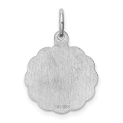 Sterling Silver 925 Engravable I Love You Charm with Rhodium-Plated Polished Finish