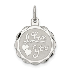 Sterling Silver Rhodium-plated I Love You Disc Charm