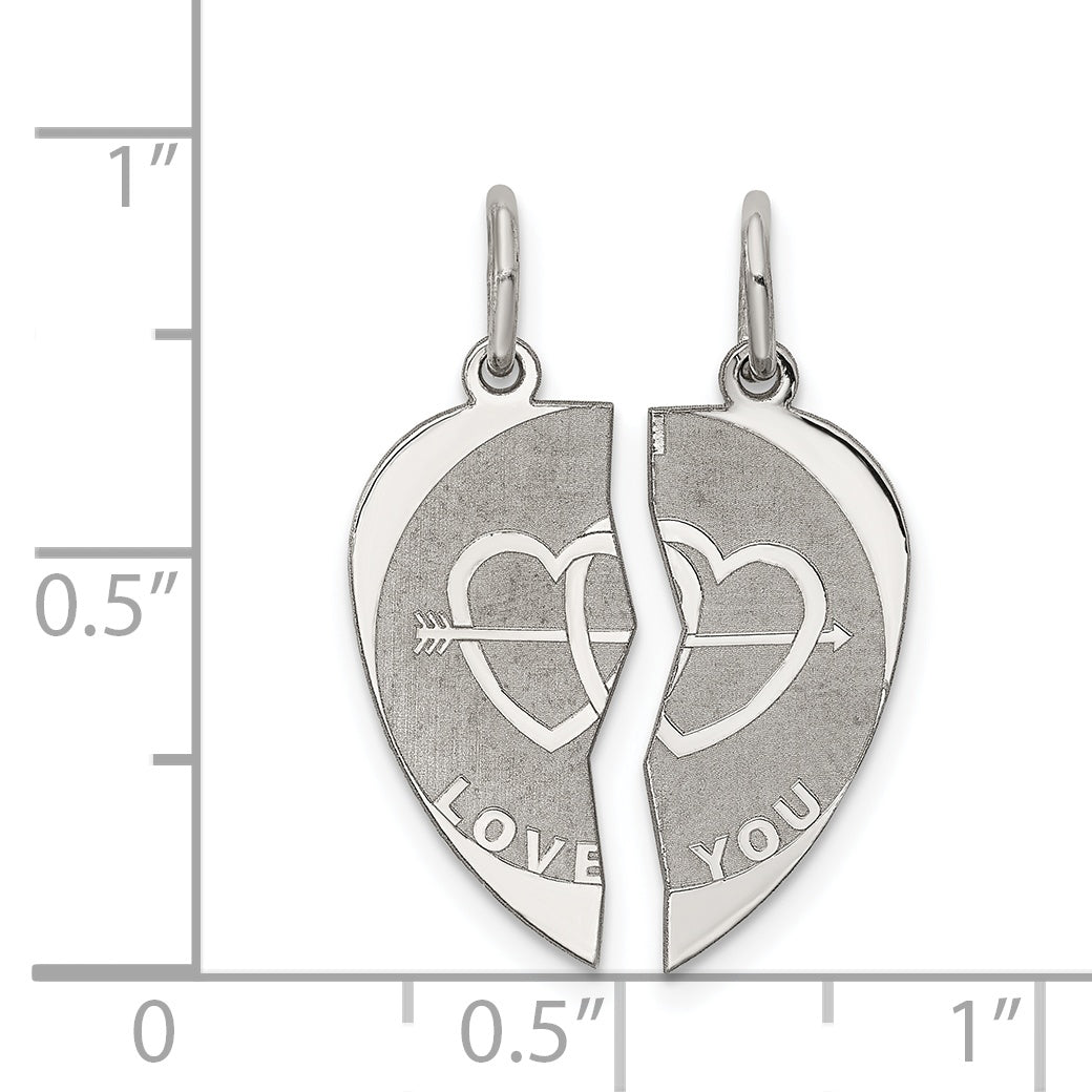 Sterling Silver 925 Rhodium-Plated Engravable Love Disc Charm with Polished Finish