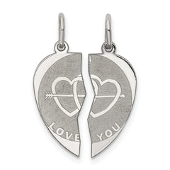 Sterling Silver Rhodium-plated 2-piece Love You Disc Charm