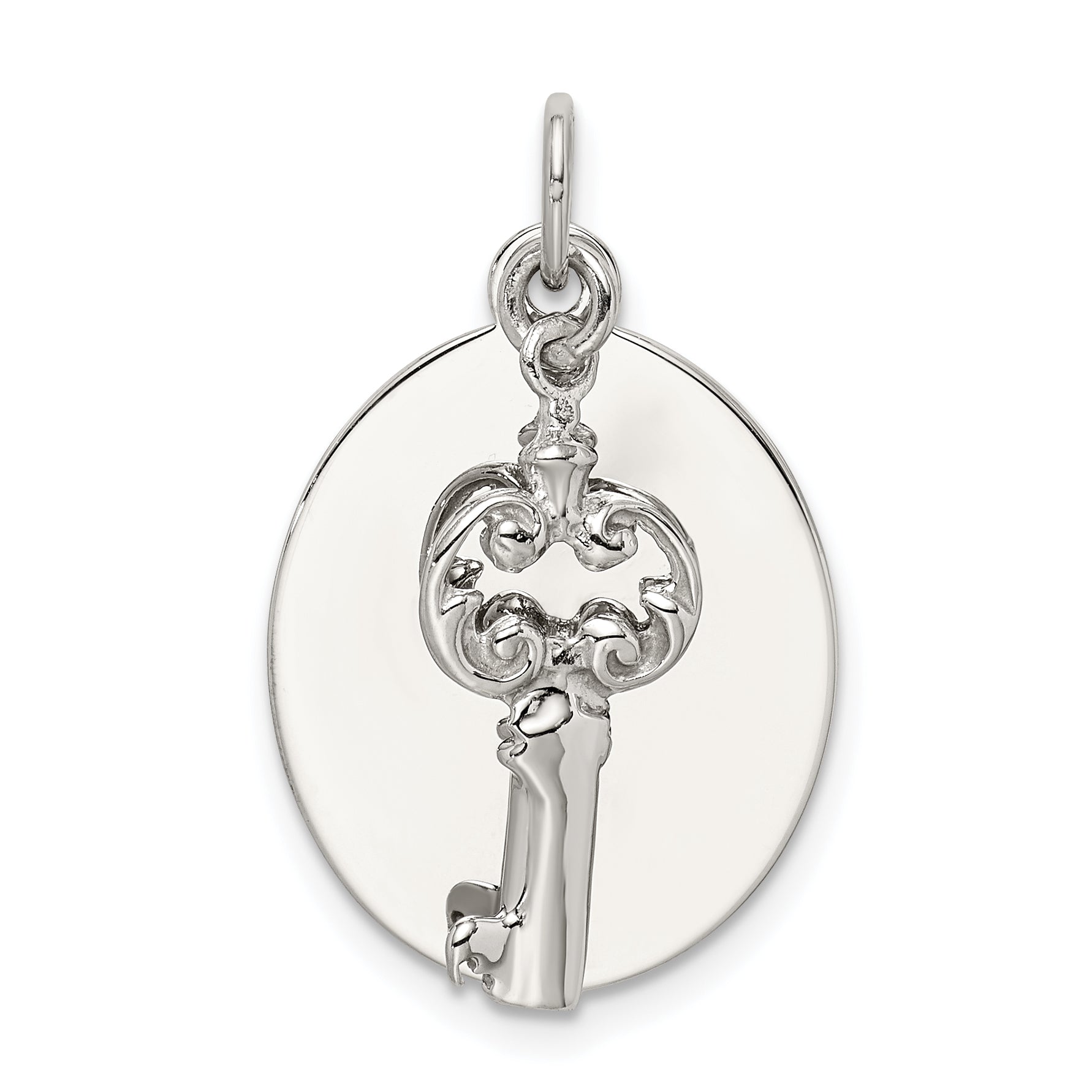 Sterling Silver Rhodium-plated key Charm