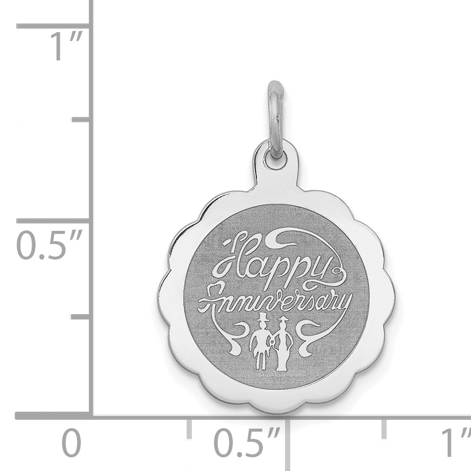 Sterling Silver 925 Rhodium-Plated Engravable Anniversary Charm Polished Finish