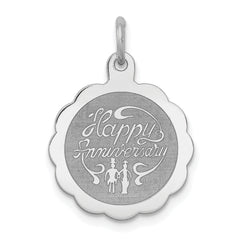 Sterling Silver Rhodium-plated Happy Anniversary Disc Charm