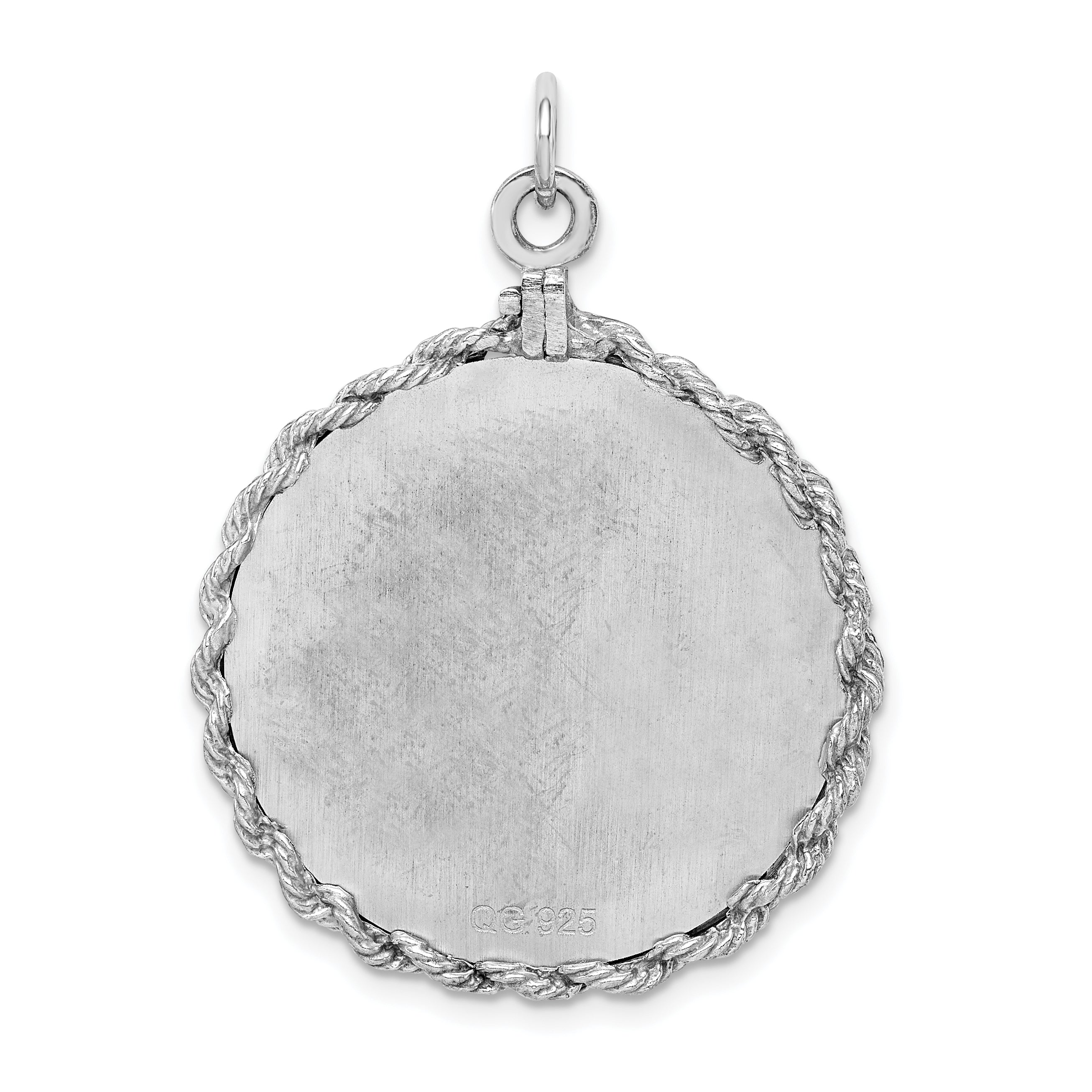 Sterling Silver 925 Rhodium-Plated 25th Anniversary Engravable Charm Elegant Polished Finish