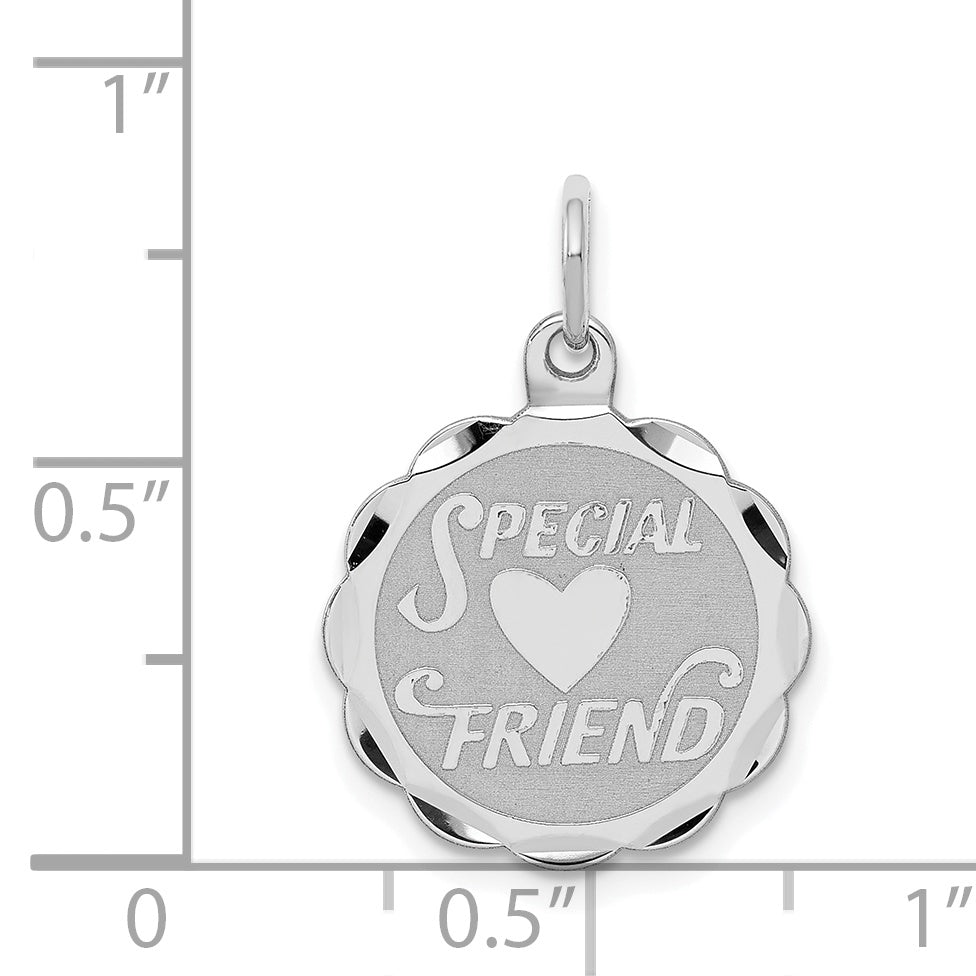 Sterling Silver 925 Polished Special Friend Charm with Rhodium Plating