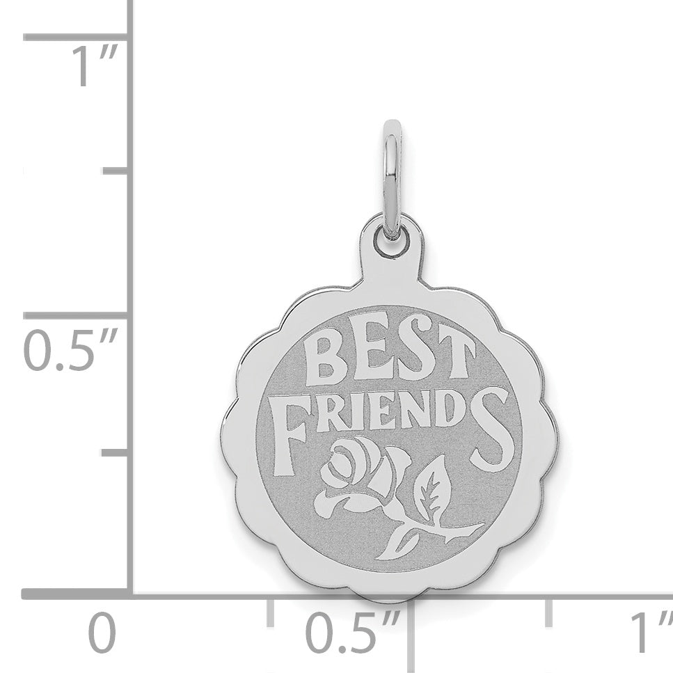 Sterling Silver Rhodium-plated Best Friends Disc Charm