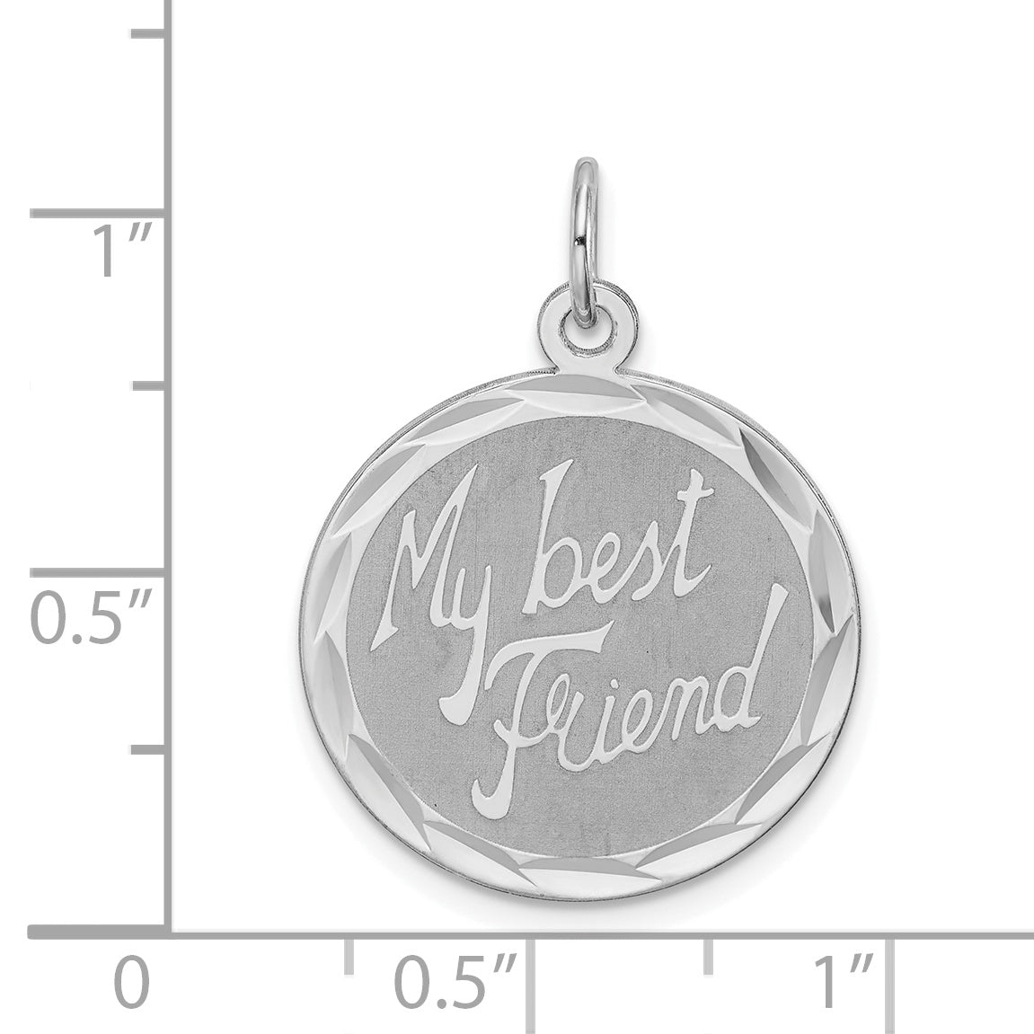 Sterling Silver Rhodium-plated My Best Friend Disc Charm