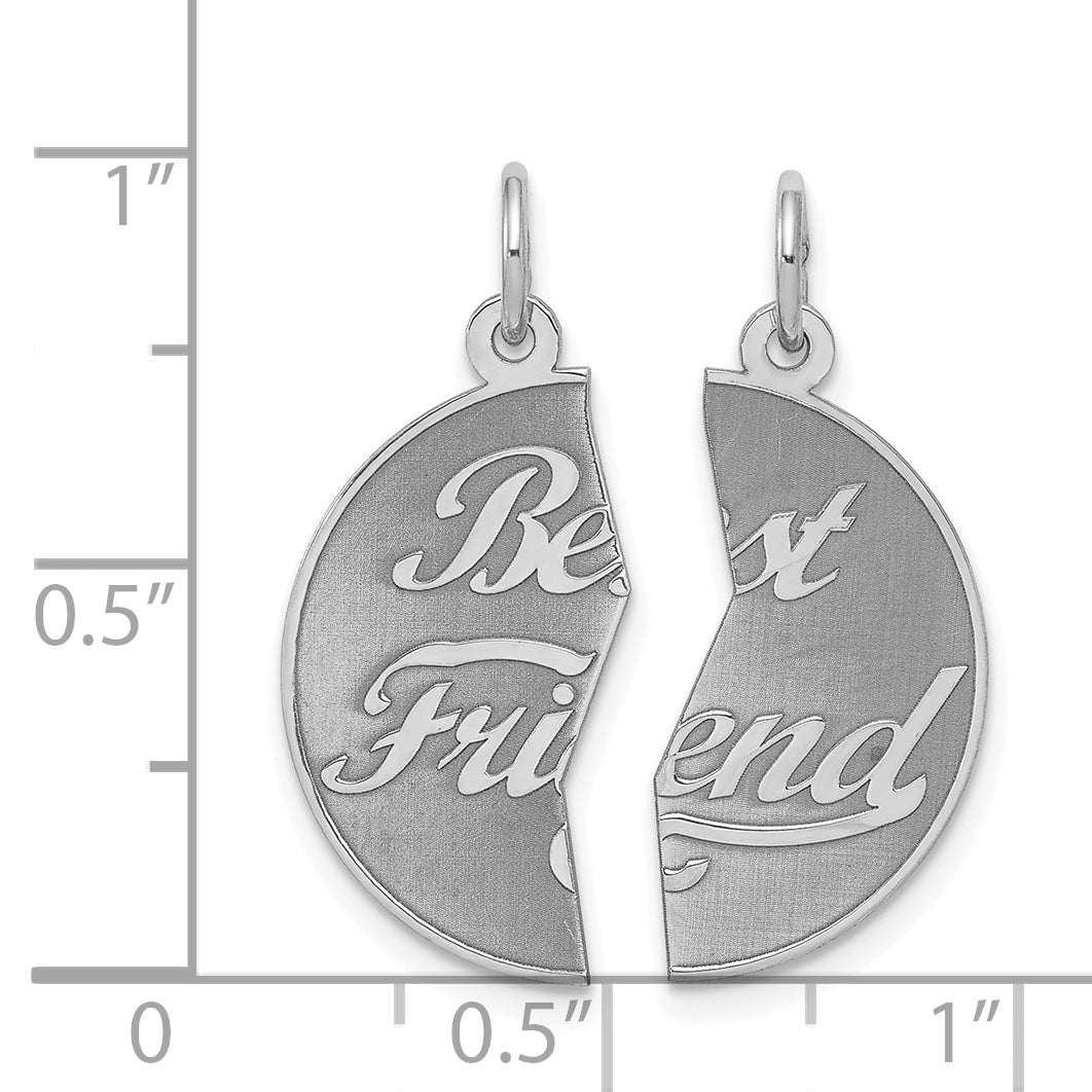 Sterling Silver Rhodium-plated 2-piece Best Friend Disc Charm