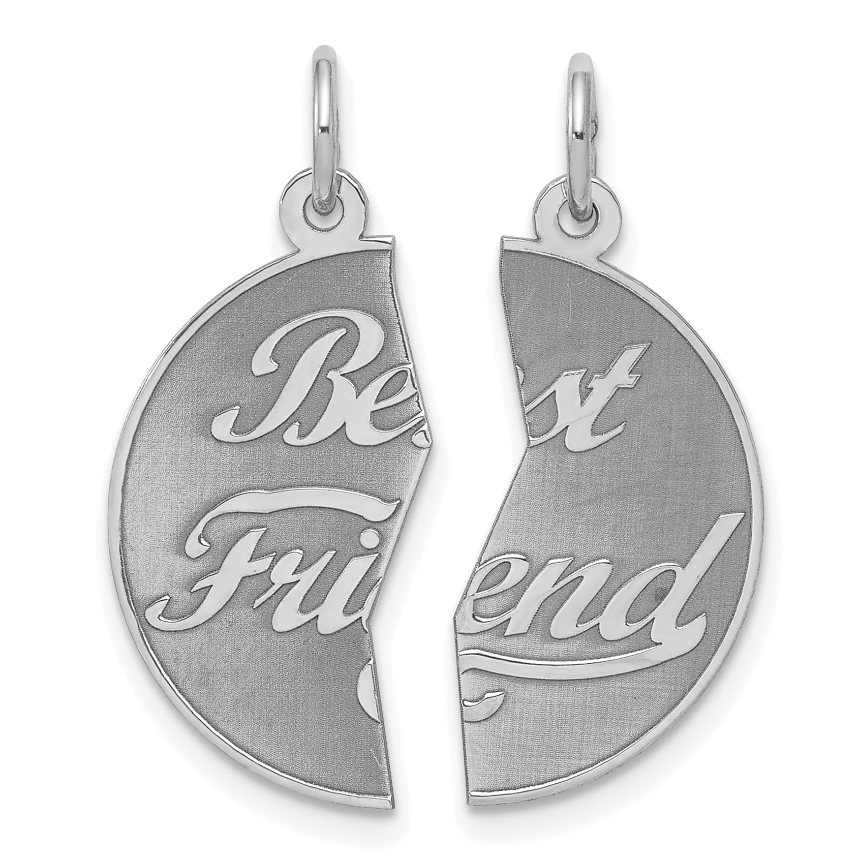 Sterling Silver Rhodium-plated 2-piece Best Friend Disc Charm