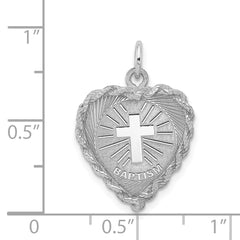 Sterling Silver Rhodium-Plated Engravable Baptism Charm for Children