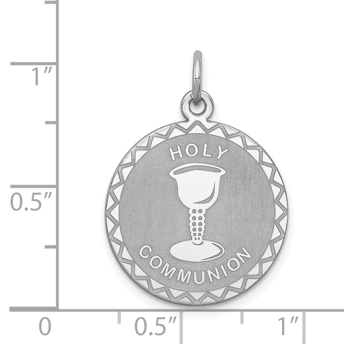 Sterling Silver Rhodium-plated Holy Communion Disc Charm