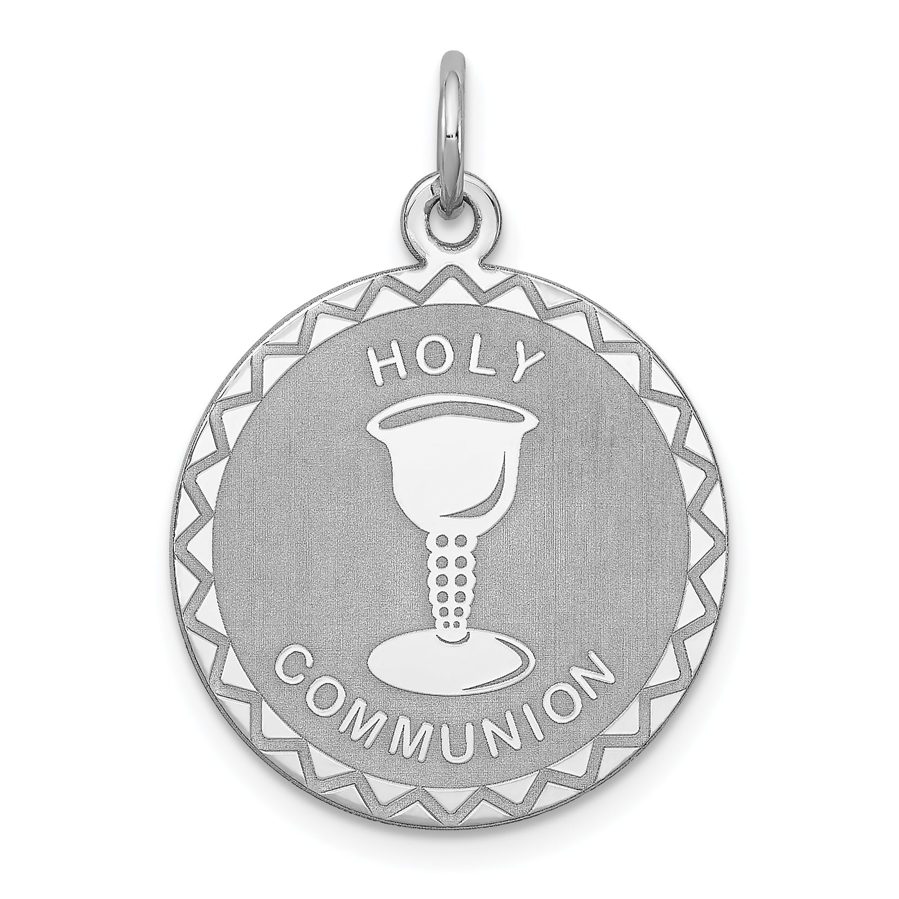 Sterling Silver Rhodium-plated Holy Communion Disc Charm