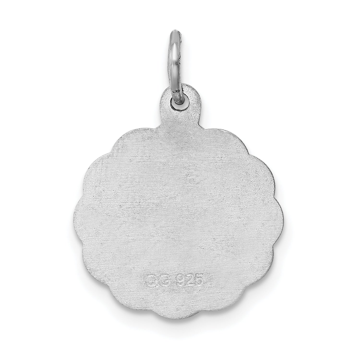 Sterling Silver Rhodium-Plated Baptism Charm Engravable Polished Finish