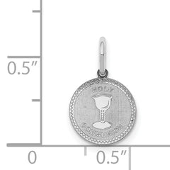 Sterling Silver Rhodium-plated Holy Communion Disc Charm