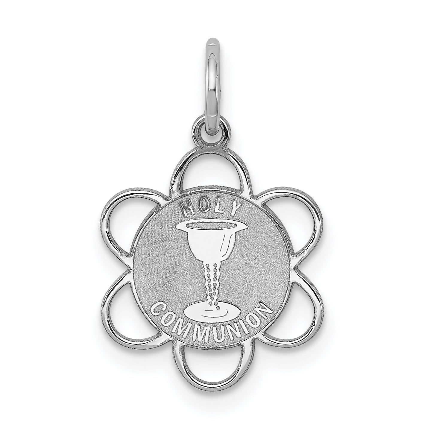 Sterling Silver Rhodium-plated Holy Communion Disc Charm