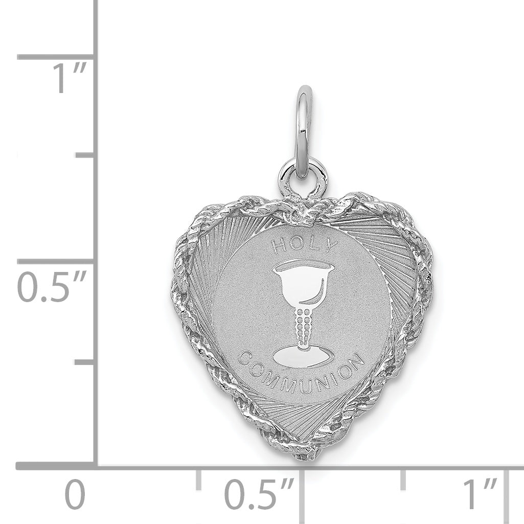 Sterling Silver Rhodium-plated Holy Communion Disc Charm