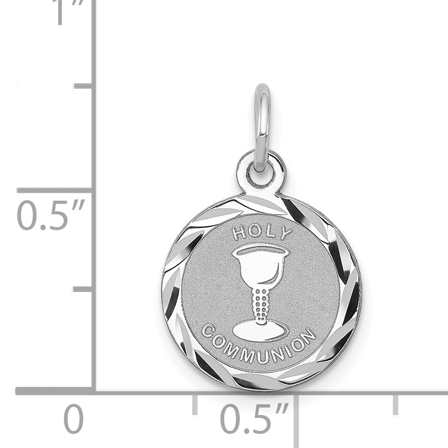 Sterling Silver Rhodium-plated Holy Communion Disc Charm