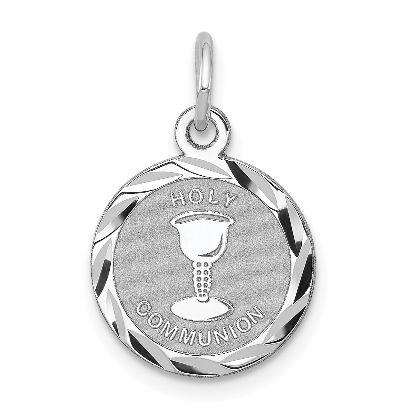 Sterling Silver Rhodium-plated Holy Communion Disc Charm