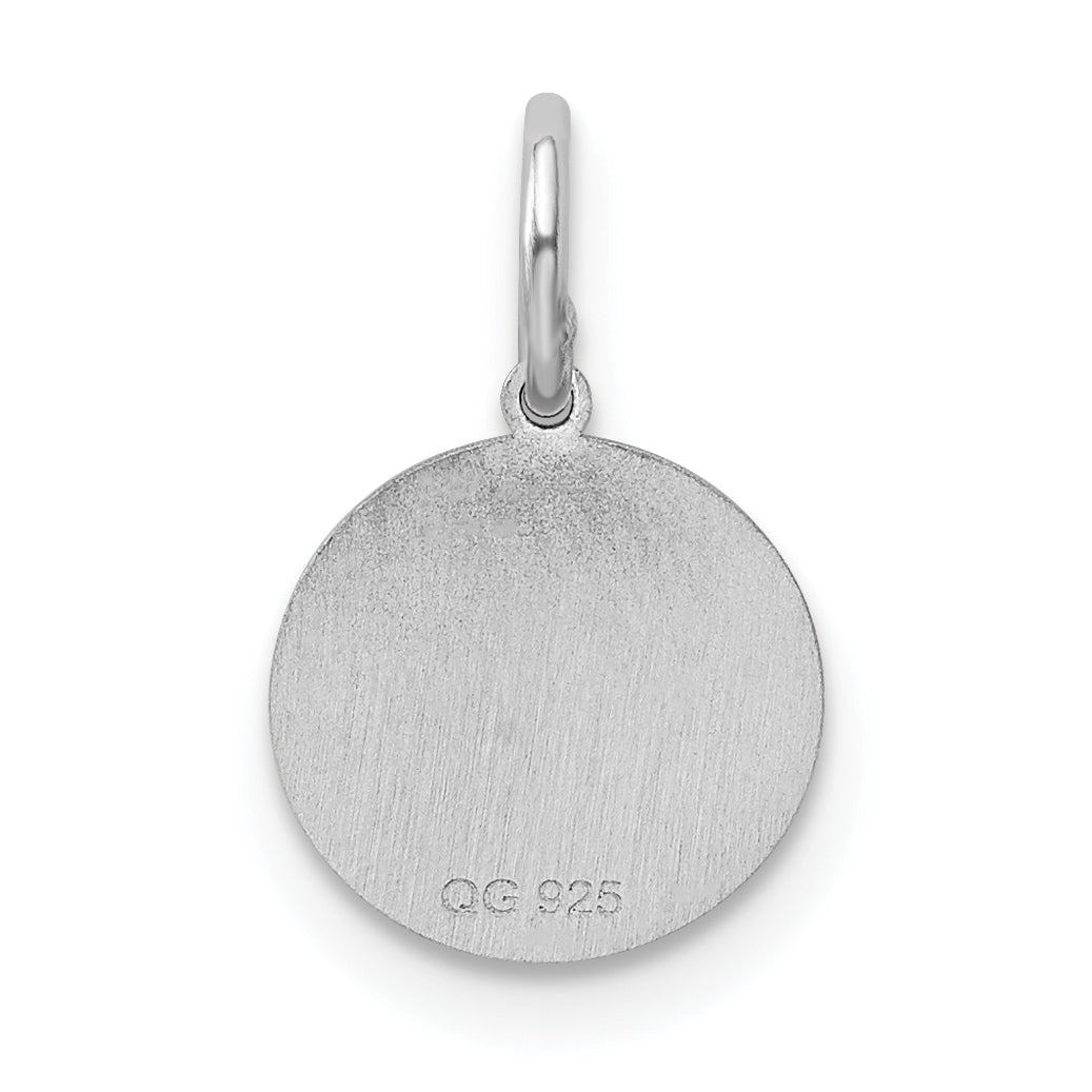 Sterling Silver Rhodium-Plated Baptism Charm with Polished Finish  Children’s