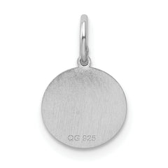 Sterling Silver Rhodium-Plated Baptism Charm with Polished Finish  Children’s